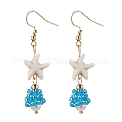 Shell Glass Dangle Earrings&nbsp;EJEW-MZ00424-04