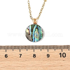Natural Paua Shell Geometric Pendant 304 Stainless Steel Satellite Chain Necklaces&nbsp;NJEW-JN06602