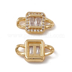 Rack Plating Brass Pave Clear Cubic Zirconia Connector Charms&nbsp;KK-C007-36G