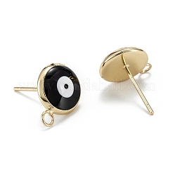 Eco-Friendly Brass Enamel Stud Earring Findings&nbsp;KK-H761-02G-D