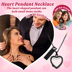 1Pc 304 Stainless Steel with Glass Heart Pendant Urn Ashes Necklaces&nbsp;NJEW-FG0001-25EB