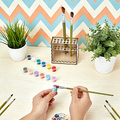14 Hole Wooden Paint Brush Storage Stand&nbsp;AJEW-WH0410-291