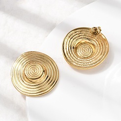 304 Stainless Steel Flat Round Stud Earrings&nbsp;EJEW-K268-53B-G
