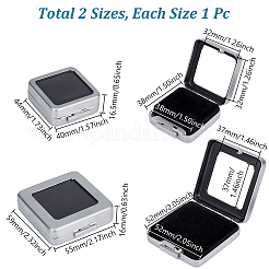 2Pcs 2 Styles Stainless Steel Loose Diamnond Gemstone Display Boxes&nbsp;CON-GA0001-24MP