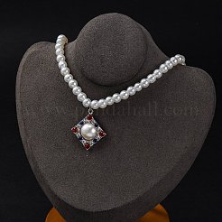 304 Stainless Steel Colorful Cubic Zirconia Rhombus Pendant Necklaces&nbsp;STAS-Z114-23P