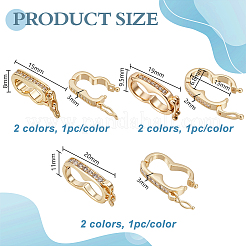 6Pcs 6 Styles Brass Micro Pave Clear Cubic Zirconia Twister Clasps&nbsp;ZIRC-GA0001-19