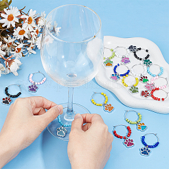 Dog Paw Prints Alloy Enamel Wine Glass Charms&nbsp;AJEW-AB00196