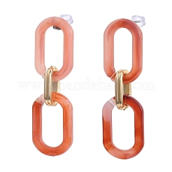 Acrylic & Aluminum Cable Chains Dangle Stud Earrings&nbsp;EJEW-JE04236-M
