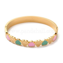 Adjustable Heart Enamel Bangles for Women&nbsp;BJEW-F474-14G