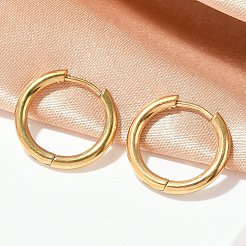 202 Stainless Steel Huggie Hoop Earrings&nbsp;LS-EJEW-F111A-18mm-G