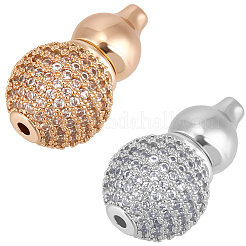 4Pcs 2 Colors Brass Micro Pave Clear Cubic Zirconia Screw Clasps&nbsp;KK-BBC0018-87