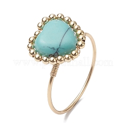 Natural & Synthetic Mixed Gemstone Heart Finger Ring&nbsp;RJEW-JR00611
