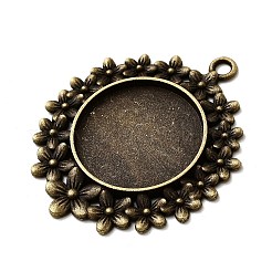 Vintage Tibetan Style Alloy Flower Pendant Cabochon Bezel Settings&nbsp;TIBEP-M018-65AB-NF