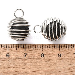 Iron Spiral Cage Natural Lava Rock Pendants&nbsp;PALLOY-JF05552