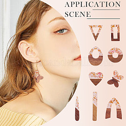 18Pcs 9 Styles Transparent Resin & Walnut Wood Pendants&nbsp;RESI-TA0003-35
