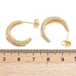 C-Shaped Brass Micro Pave Clear Cubic Zirconia Stud Earrings&nbsp;EJEW-A151-01G