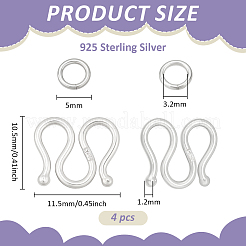 925 Sterling Silver S-Hook Clasps&nbsp;STER-BC0004-04C