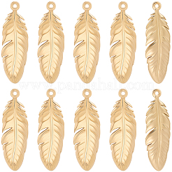 10Pcs 304 Stainless Steel Feather Pendants&nbsp;STAS-BBC0009-99