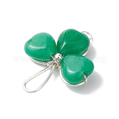 Dyed Natural Malaysia Jade Shamrock Pendants&nbsp;PALLOY-JF02785-04