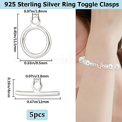 5 Sets 925 Sterling Silver Ring Toggle Clasps&nbsp;STER-BBC0002-18