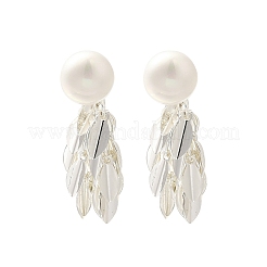 Brass Leaf Stud Earrings&nbsp;LS-EJEW-A121-11S