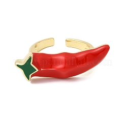 Brass Enamel Cuff Open Rings for Women&nbsp;RJEW-K264-14G