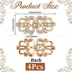 4Pcs Flower Alloy Crystal Rhinestone Adjustable Jean Button Pins&nbsp;FIND-CY0002-27G