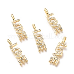 Brass Micro Pave Clear Cubic Zirconia Pendants&nbsp;ZIRC-Q023-06G