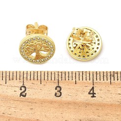 Brass Micro Pave Clear Cubic Zirconia Stud Earrings&nbsp;EJEW-P303-01B-G