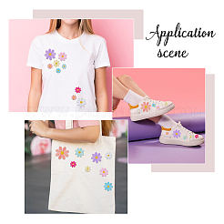64Pcs 2 Sets Daisy Flower Polyester Computerized Embroidery Iron On/Sew On Patches&nbsp;PATC-FH0001-32