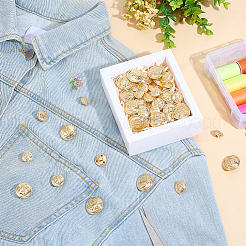 40Pcs 4 Styles 1-Hole Brass Buttons&nbsp;BUTT-AR0001-21