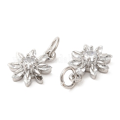 Rack Plating Brass Micro Pave Clear Cubic Zirconia Charms&nbsp;KK-Z026-15P