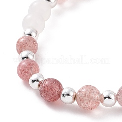 4Pcs 4 Style Natural & Synthetic Mixed Gemstone Round Beaded Stretch Bracelets Set for Women&nbsp;BJEW-JB09113