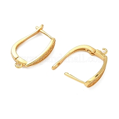 Brass Micro Pave Clear Cubic Zirconia Hoop Earring Findings&nbsp;KK-H532-16G