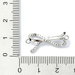 Rack Plating Brass Pave Clear Cubic Zirconia Bowknot Links&nbsp;KK-M282-30P