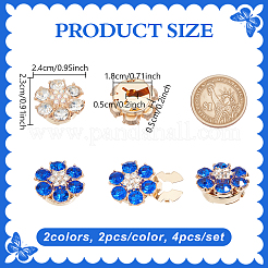 4Pcs 2 Colors Alloy Rhinestone Cufflinks&nbsp;HJEW-NB00218