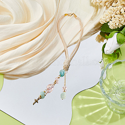 Glass & Alloy Cross & Natural Amazonite Pendant Decorations&nbsp;HJEW-WH00102