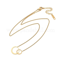 Ion Plating(IP) 304 Stainless Steel Double Ring Pendant Twisted Chain Necklaces for Women&nbsp;NJEW-P320-10G