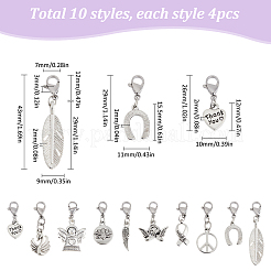 40Pcs 10 Styles Tibetan Style Alloy Pendant Decorations&nbsp;HJEW-SC0001-68