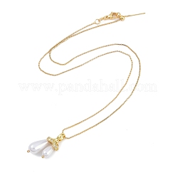Rack Plating Brass Micro Pave Clear Cubic Zirconia Teardrop Pendant Box Chain Necklaces&nbsp;NJEW-P317-03G