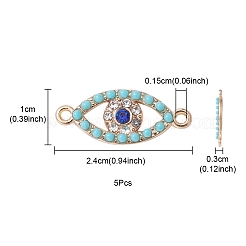 Alloy Connector Charms with Capri Blue Rhinestone and Synthetic Turquoise&nbsp;FIND-YW0003-50