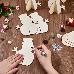 6Pcs Christmas Unfinished Wooden Snowman Ornaments&nbsp;WOOD-SP0001-72