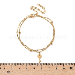 304 Stainless Steel Key Charm Chain Bracelets&nbsp;BJEW-M097-01B-G