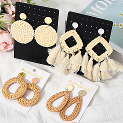 4 Pairs 4 Styles Rattan Dangle Stud Earrings&nbsp;EJEW-SP0001-16C
