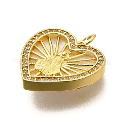 Heart Brass Cubic Zirconia Pendants&nbsp;KK-S508-08G