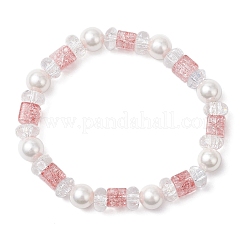 3Pcs 3 Colors Crackle Glass & Shell Pearl Beaded Stretch Bracelets for Women&nbsp;BJEW-JB12384