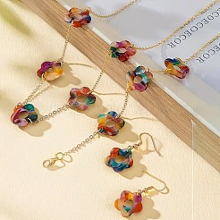 Flower Alloy & Acrylic Jewelry Set&nbsp;FS-WG36751-01