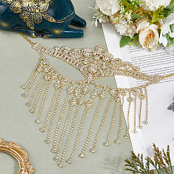 Alloy Rhinestone Chain Tassel Face Eye Mask for Women&nbsp;AJEW-WH20064-54G