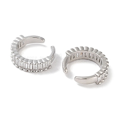Rectangle Brass Cubic Zirconia Cuff Earrings for Women&nbsp;EJEW-E310-09P
