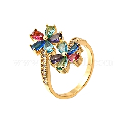 Brass Micro Pave Cubic Zirconia Cuff Rings&nbsp;LS-RJEW-D308-03G-A